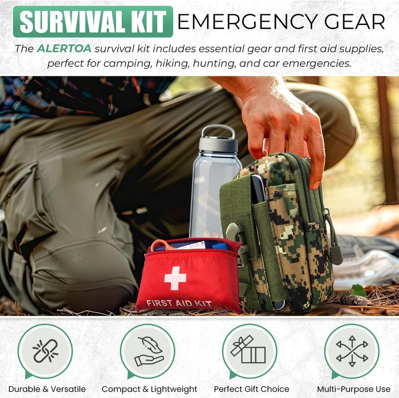 Alertoa Survival Kit - All-in-One Survival Gear and Supplies for Camping, Hiking, Hunting, and Car Emergencies - Essential Tools, Great Gift for Men, Fathers, Boyfriends, Boys, Dads and Scouts - Image 2